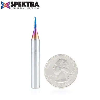 Amana 51441-K Spektra Coated Spiral O-Single Flute, Plastic Cutting 1/16 D x 1/4 CH x 1/4 Shank x 2"