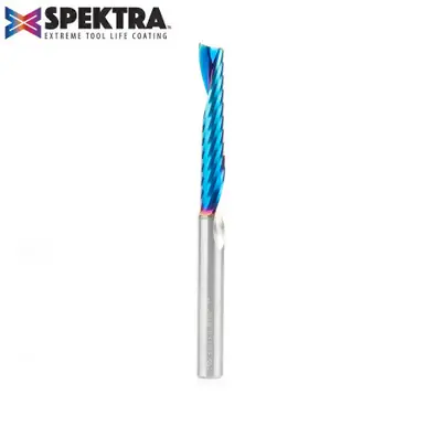 Amana 51413-K Spektra Coated Spiral O-Single Flute, Plastic Cutting 1/4 D x 1-1/2 CH x 1/4 Shank x