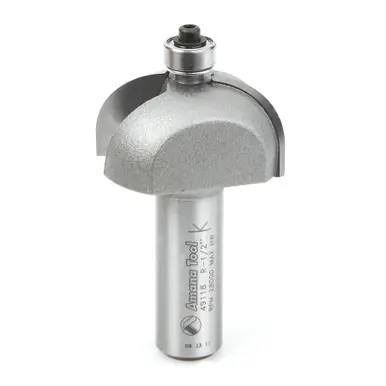 Amana 49118 Carbide Tipped Cove 1/2 R x 1-3/8 D x 3/4 CH x 1/2" Shank w/ Lower Ball Bearing Router