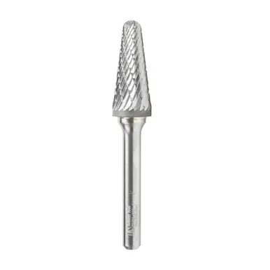 Amana BURS-218 Radius Cone Shape Head 1/2 D x 1-1/8 CH x 1/4 Shank x 2-7/8" Double Cut SL Burr Bit