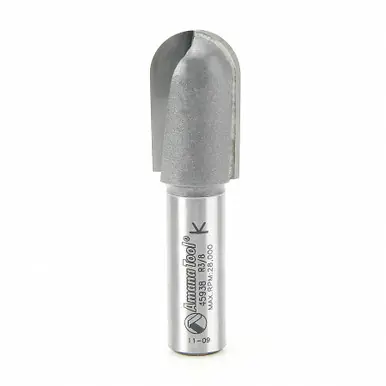 Amana 45938 Carbide Tipped Core Box 3/8 R x 3/4 D x 1-1/4 CH x 1/2" Shank Extra Deep Router Bit