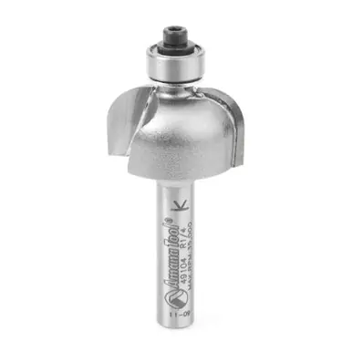 Amana 49104 Carbide Tipped Cove 1/4 R x 7/8 D x 9/16 CH x 1/4" Shank w/ Lower Ball Bearing Router