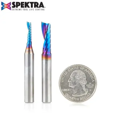 Amana AMS-195-K Spektra Plastic Cutting Spiral O-Flute 1/4" Shank Router Bit Pack