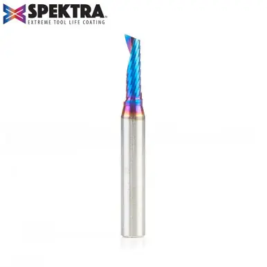 Amana 51417-K Spektra Coated Spiral O-Single Flute, Plastic Cutting 3/16 D x 5/8 CH x 1/4 Shank x 2"