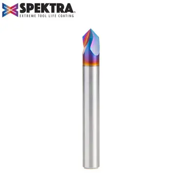 Amana 45639-K Spektra V Groove 90 Deg x 1/4 D x 25/64 CH x 1/4" Shank 3-Flute Router Bit
