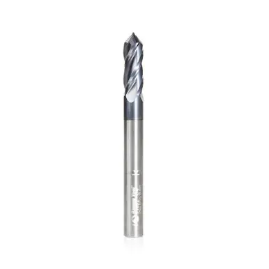 Amana 51692 CNC 90 Deg‘V‘ Spiral w/ AlTiN Coating for Steel & Stainless Steel 1/4 D x 3/4 CH x 1/4