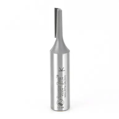 Amana 45304 Carbide Tipped Straight Plunge Single Flute High Production 1/4 D x 3/4 CH x 1/2" Shank