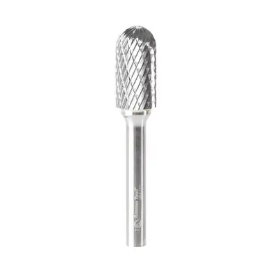 Amana BURS-124 Radius Cylinder Head 1/2 D x 1 CH x 1/4 Shank x 2-3/4" Double Cut Burr Bit