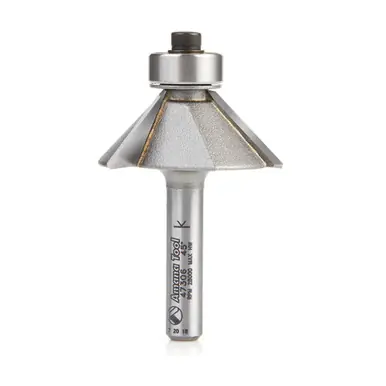 Amana 47306 Carbide Tipped Bevel Laminate Trim 45 Deg Angle x 1-19/64 D x 7/16 CH x 1/4" Shank w/