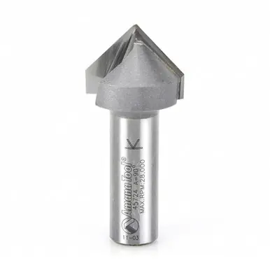 Amana 45724 Carbide Tipped V Groove 90 Deg x 1" D x 3/4 CH x 1/2 Shank Router Bit
