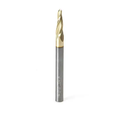 Amana 46287 CNC 2D/3D Carving 5 Deg Tapered Angle Ball Nose x 1/8 D x 1/16 R x 3/4 CH x 1/4 Shank x