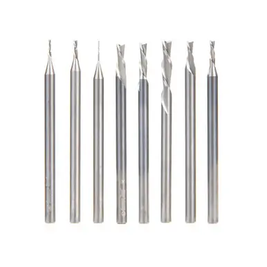 Amana AMS-212 8-Pc Spiral Flute Plunge Down-Cut Set, 1/8" Shank