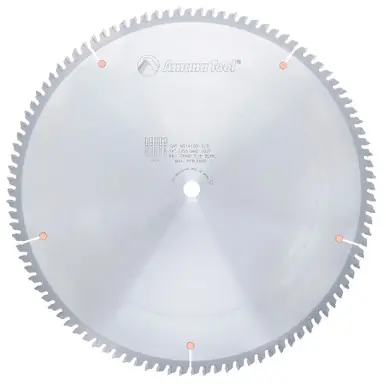 Amana MS14100-5/8 Carbide Tipped Miter 14" D x 100T 4+1 ATB, -2 Deg, 5/8 Bore, Circular Saw Blade