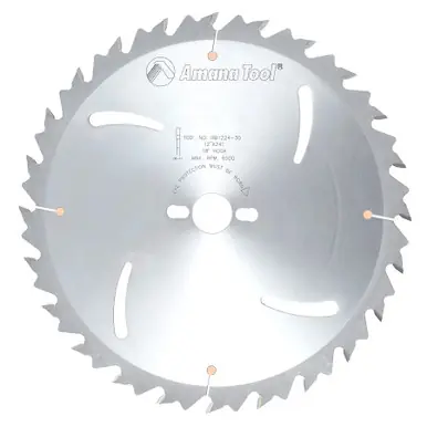 Amana RB1224-30 Carbide Tipped Euro Rip w/ Cooling Slots 12" D x 24T FT, 18 Deg, 30MM Bore, Circular