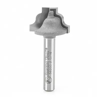 Amana 56200 Carbide Tipped Plunging Ogee Stile 1/8 R x 13/16 D x 17/32 CH x 1/4" Shank Router Bit