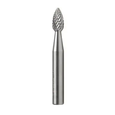 Amana BURS-202 Flame Shape 1/4 D x 1/2 CH x 1/4 Shank x 2" Double Cut SH Burr Bit
