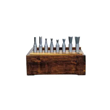 Amana AMS-408 8-Piece Carbide Tipped Dovetail for Incra Jig & Jointech 1/2" Shank Router Bit Set