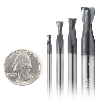 Amana AMS-154 4-Pack Spiral End Mill 1/8, 3/16, 1/4, and 3/8 D, Stainless Steel & Non-Ferrous Metal
