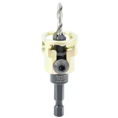 Amana 55239 Carbide Tipped Adjustable Countersink w/Depth-Stop 3/8 D x 49 Degree Angle x 1/4 Shank