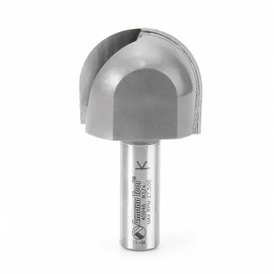Amana 45946 Carbide Tipped Core Box 3/4 R x 1-1/2 D x 1-1/4 CH x 1/2" Shank Extra Deep Router Bit