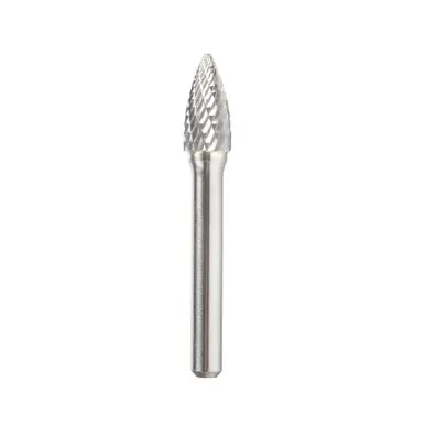 Amana BURS-194 Pointed Tree Shape Head 3/8 D x 3/4 CH x 1/4 Shank x 2-1/2" Double Cut SG Burr Bit