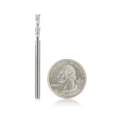 Amana 46227 Spiral Plunge 1/8 D x 1/2 CH x 1/8 Shank x 2" 2 Flute Down-Cut Router Bit