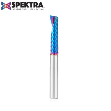 Amana 51427-K Spektra Coated Spiral O-Single Flute, Plastic Cutting 3/8 D x 1-5/8 CH x 3/8 Shank x