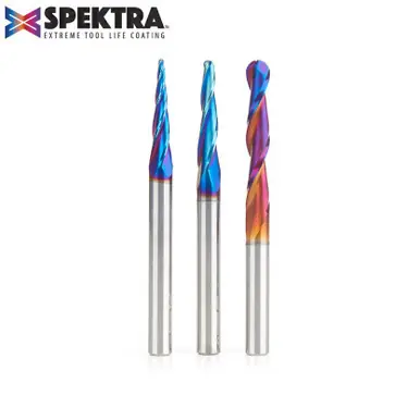 Amana AMS-146-K 3-Pc Spektra 2D/3D Carving 1/4" Shank Router Bit Pack