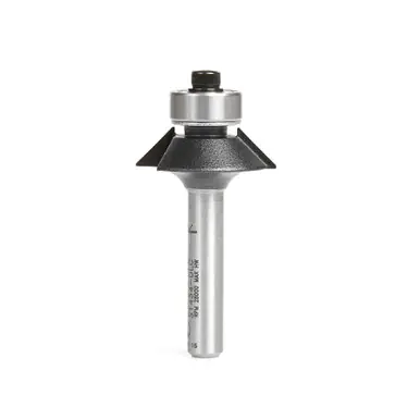 Amana 51434-DLC Aluminum & Plastic Bevel Trim 45 Deg x 31/32 Dia x 1/4 Cut Length x 1/4" Shank