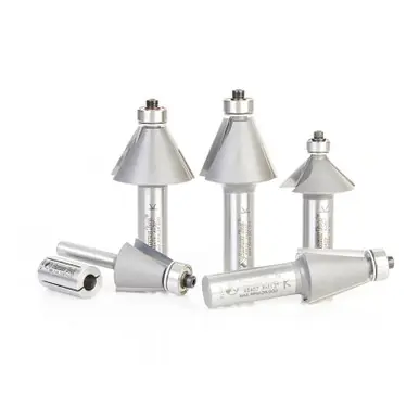 Amana AMS-184 5-Pc Chamfer 11-1/4, 15, 22-1/2, 30 and 45 Deg Router Bit Collection