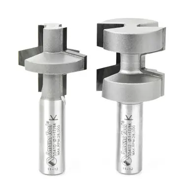 Amana 55414 2-Piece Carbide Tipped Wedge Tongue & Groove 15 Deg Angle x 1-1/4 D x 1-1/4 CH x 1/2"