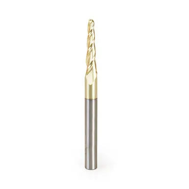 Amana 46286 CNC 2D/3D Carving 3.6 Deg Tapered Angle Ball Nose x 1/8 D x 1/16 R x 1 CH x 1/4 Shank x