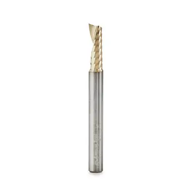 Amana 51480-Z Spiral O-Single Flute, Aluminum Cutting 1/4 D x 3/4 CH x 1/4 Shank x 2-1/2" Up-Cut ZrN