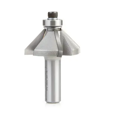 Amana 47309 Carbide Tipped Bevel Laminate Trim 45 Deg Angle x 1-3/4 D x 3/4 CH x 1/2" Shank w/ Ball