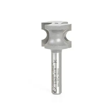 Amana 51543 Carbide Tipped Bullnose 1/8 Radius x 23/32 Dia x 9/16 Cut Height x 1/4" Shank Router Bit