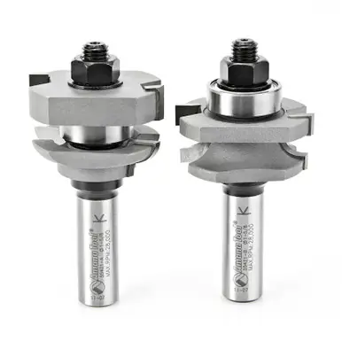 Amana 55421 Carbide Tipped 2-Piece Concave Stile and Rail 1-5/8 D x 11/16 CH x 1/4 R x 1/2" Shank