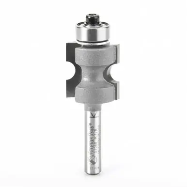 Amana 51568 Carbide Tipped Bullnose 1/8 R x 3/4 D x 3/4 CH x 1/4" Shank w/ Lower Ball Bearing Router