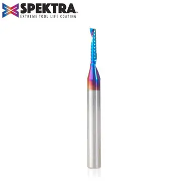 Amana 51445-K Spektra Coated Spiral O-Single Flute, Plastic Cutting 1/8 D x 5/8 CH x 1/4 Shank x