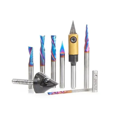 Amana AMS-169 10-Pc Signmaking CNC Router Bit Collection IV 1/8 & 1/4" Shank