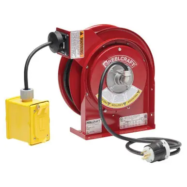 Reelcraft L-4525-123-7BC - 12/3 x 25 ft. 20A Duplex Outlet Box Twistlock Electric Cord Reel
