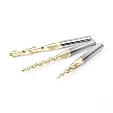 Amana AMS-142 3-Pc CNC 2D/3D Carving Ball Nose ZrN Coated 1/4" Shank Router Bit Collection Includes