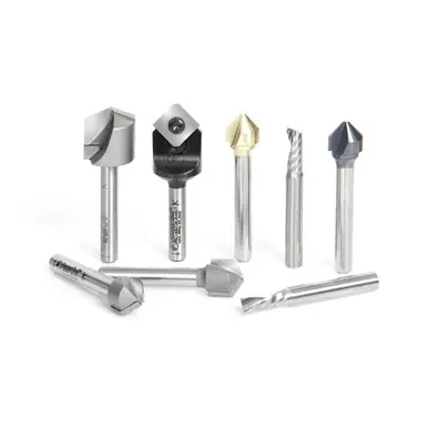 Amana AMS-151 8-Pc V-Groove for Double Edge Folding ACM Panels Router Bit Collection, 1/4" Shank
