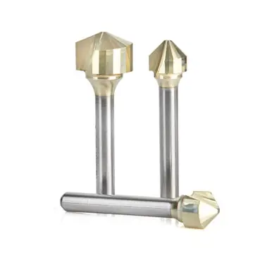 Amana AMS-218 3-Pc Carbide V-Groove 90, 108 and 135 Deg. Folding Double Edge for Composite Material