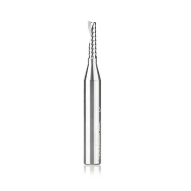 Amana 51411 Spiral O-Single Flute, Plastic Cutting 1/8 D x 1/2 CH x 1/4 Shank x 2" Up-Cut CNC Router