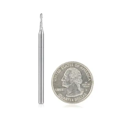 Amana 46373 Double Flute Up-Cut Ball Nose Spiral 1/32 R x 1/16 D x 1/4 CH x 1/8 Shank x 2" Router