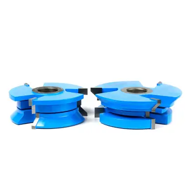 Amana SC420 2-PC Carbide Tipped 3-Wing Wainscot w/V Cutters 3-1/2 D x 1 CH x 45 Deg x 1/2 & 3/4"