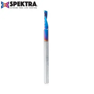 Amana 51510-K Spektra Coated Spiral O-Single Flute, Plastic Cutting 1/8 D x 1/2 CH x 1/8 Shank x 2"
