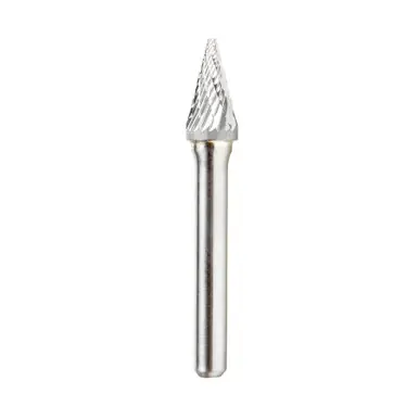 Amana BURS-224 Pointed Cone Shape 14 Deg Head 3/8 D x 5/8 CH x 1/4 Shank x 2-1/2" Double Cut SM Burr