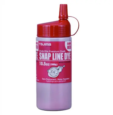 TAJIMA PLC3-DR300 - Permanent Chalk Line Dye, Dark Red, Easy-Fill Nozzle 10.5 oz