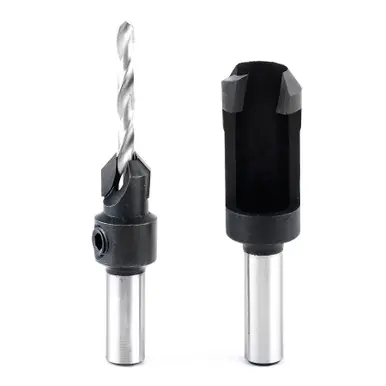 Amana PS-200 2-Piece Carbide Tipped Countersink and Steel Plug Cutter Set 9/64 Drill D